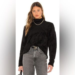Bella Dahl Fuzzy Black Mock Neck Sweater